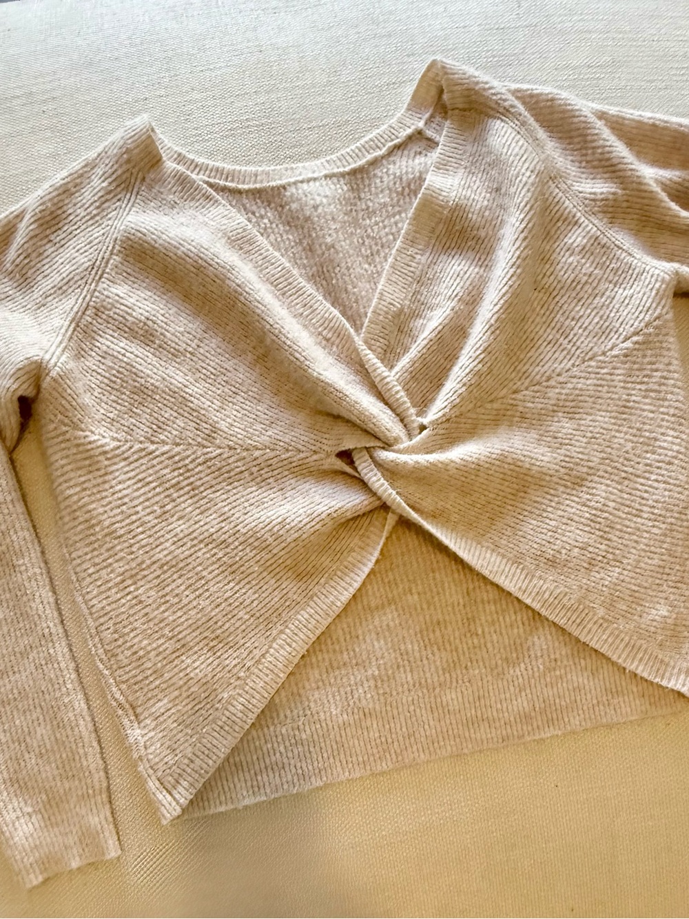 Gentle Fawn Twist-back Sweater in Beige Oatmeal Pink - Picture 2 of 5